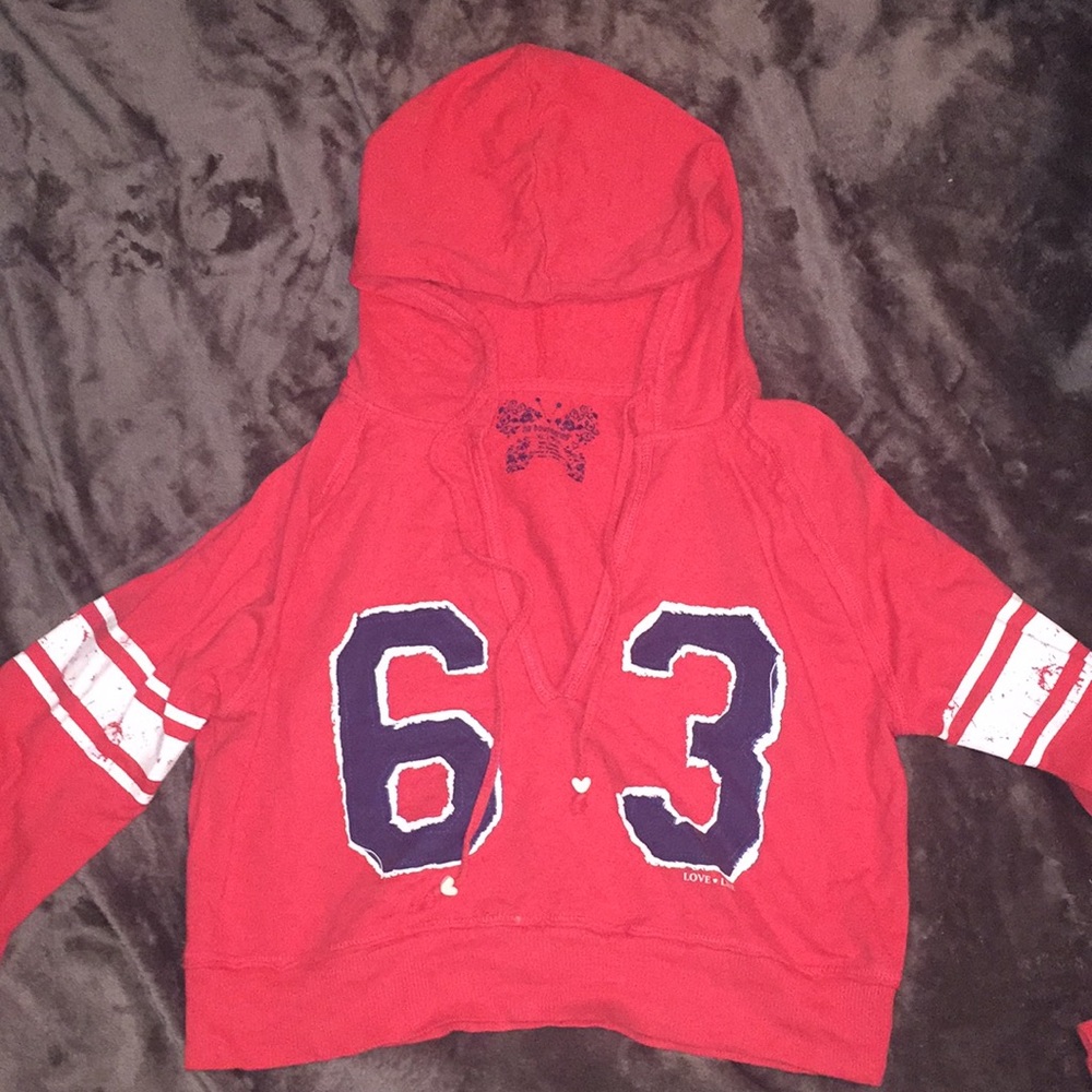 Pink crop top hoodie